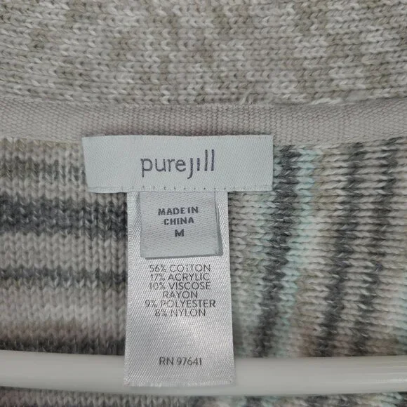 Pure Jill Size Medium Sweater Cardigan Lagenlook Boxy - Picture 3 of 7